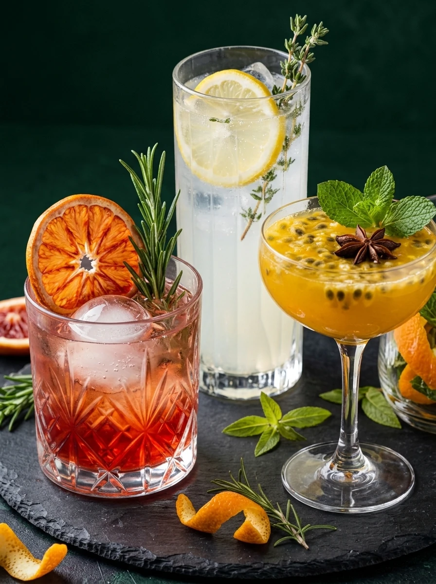 Handcrafted drinks with citrus