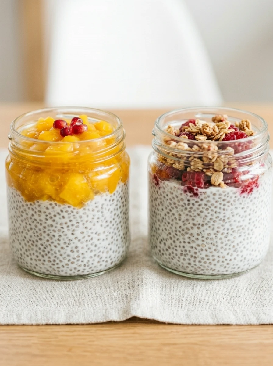 Two chia pudding desserts